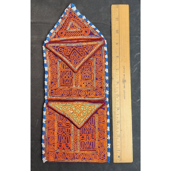 Kuchi Embroidered Pouch Wallet Central Asian Handmade Beaded 12"x5" - Picture 3 of 10